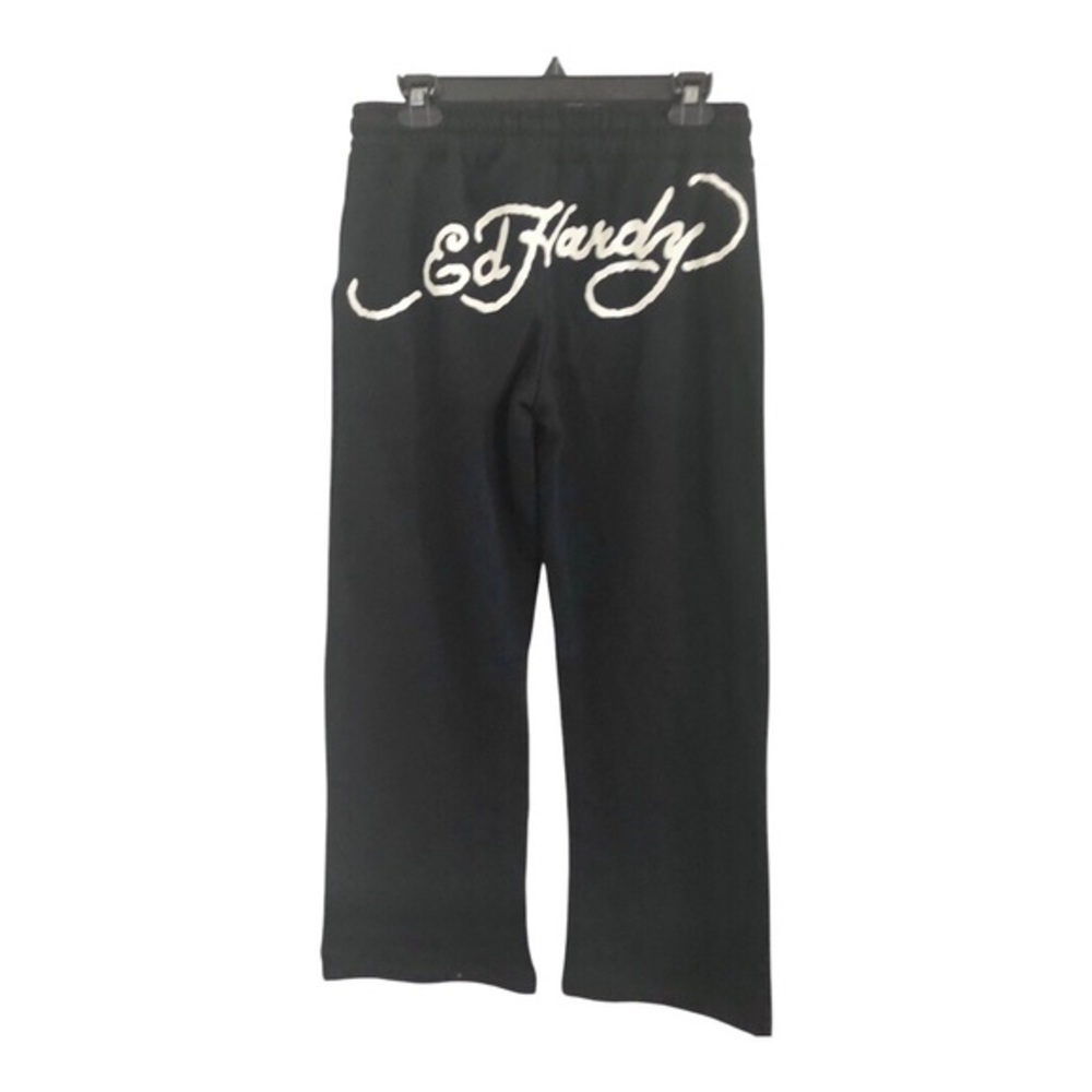 Ed Hardy black monogram back Ed hardy iconic graphic print sweatpants size M new